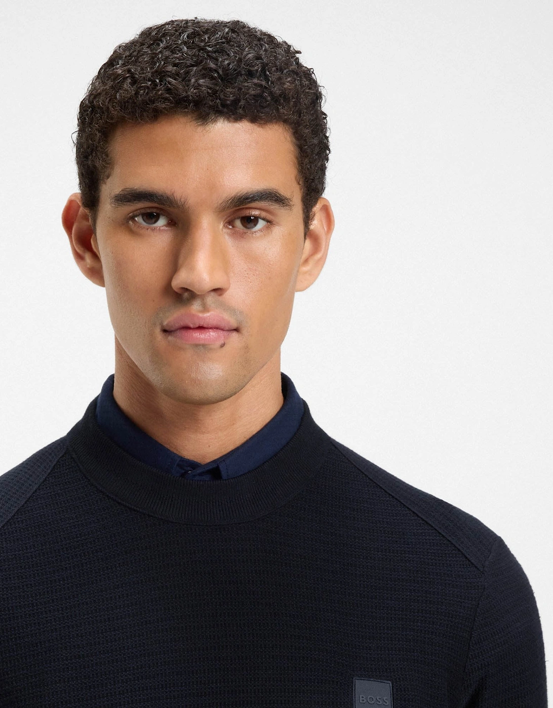 BOSS Orange Anion S Mens Crew Neck Jumper - Dark Blue 404