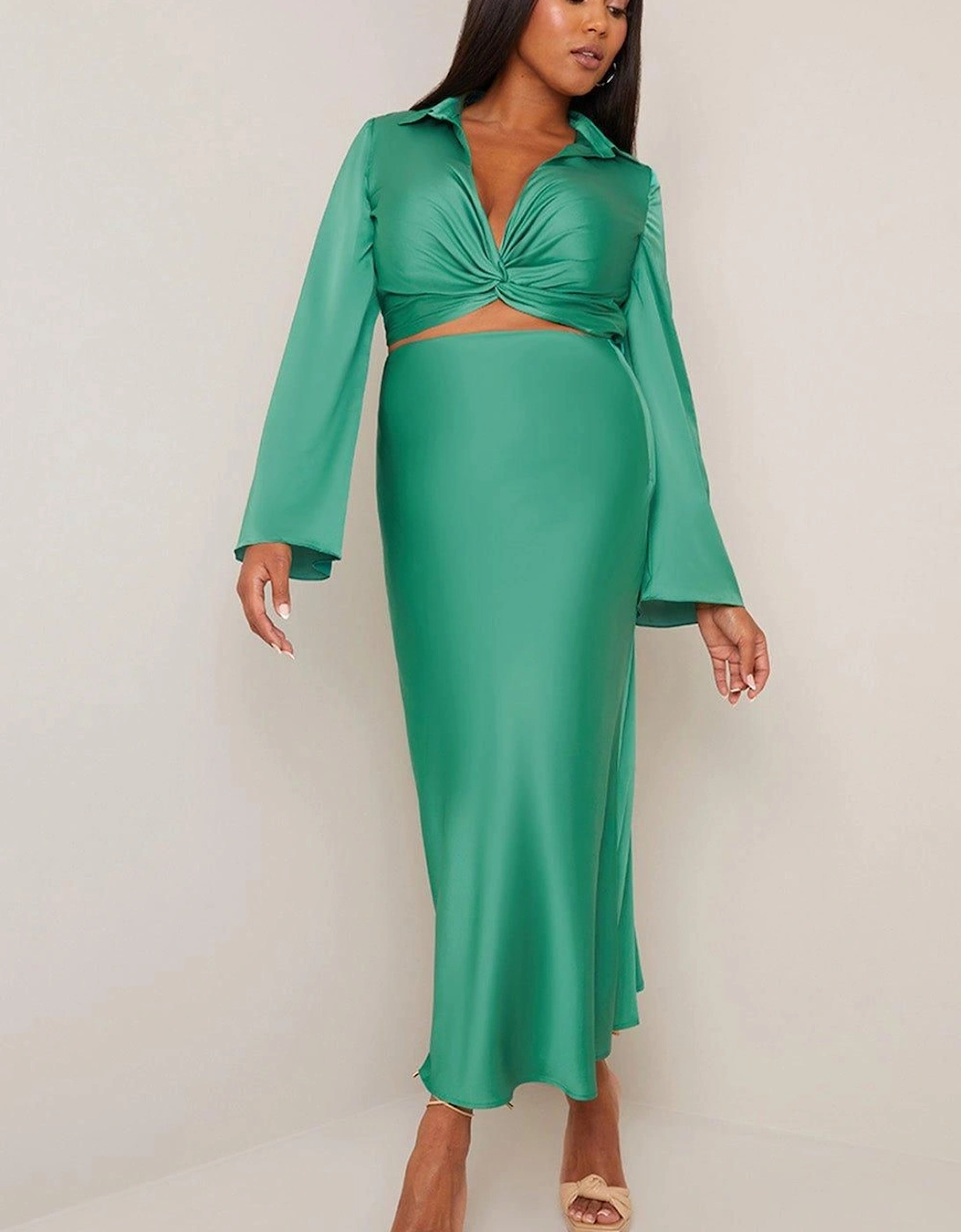 Satin Slip Maxi Skirt, 2 of 1