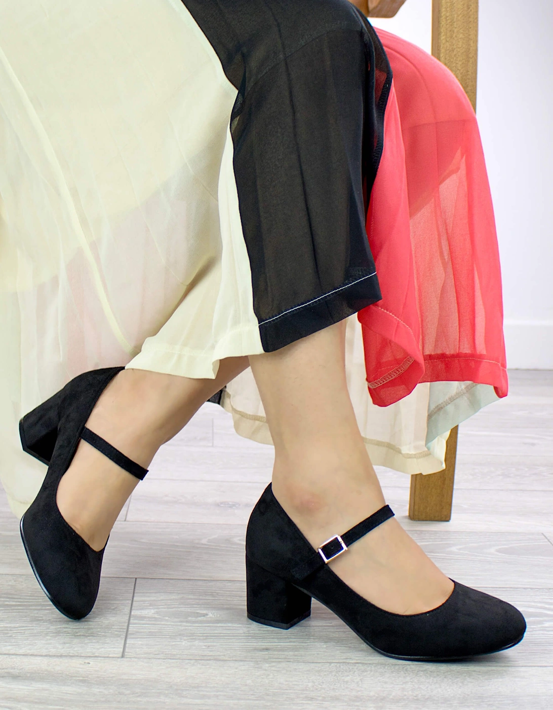 Mid Block Heel Mary Jane Comfort Faux Suede Court Shoes, 2 of 1
