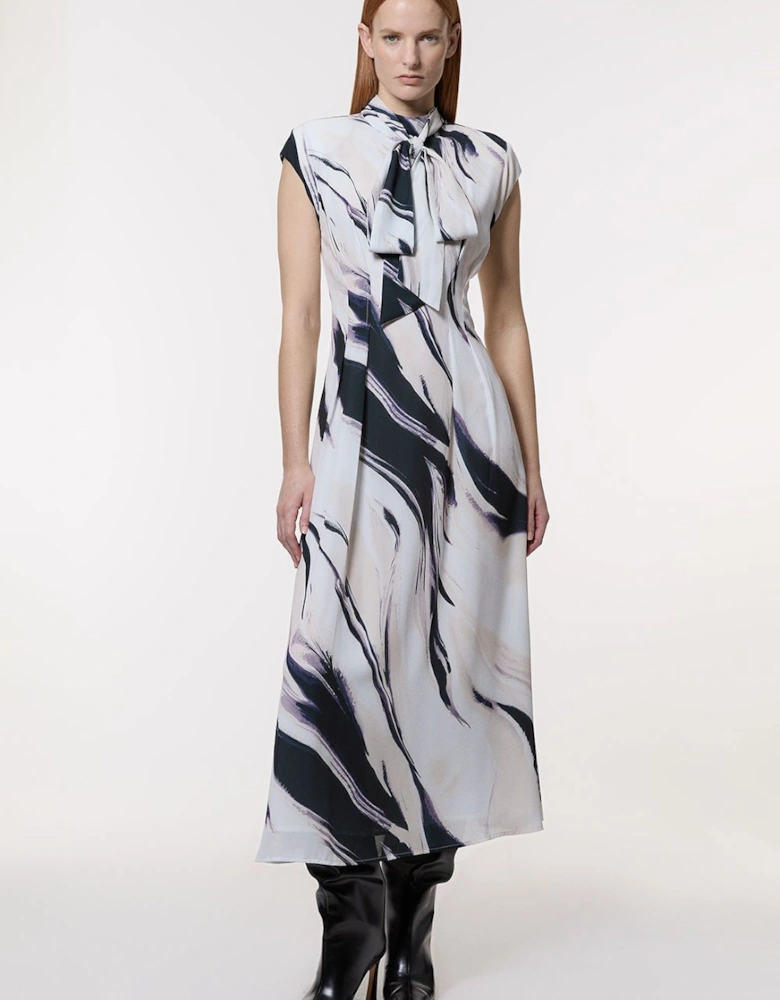 Printed Georgette Pleated Woven Maxi Dress