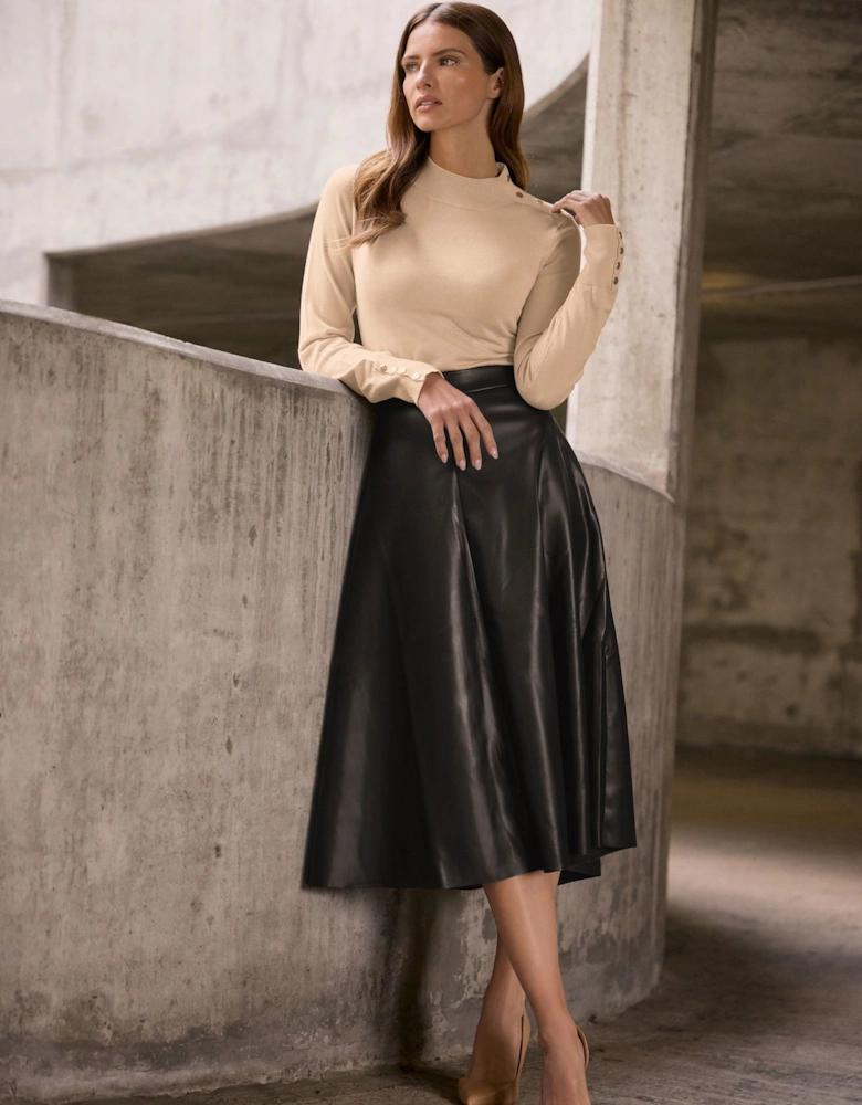 Faux Leather Midi Skirt
