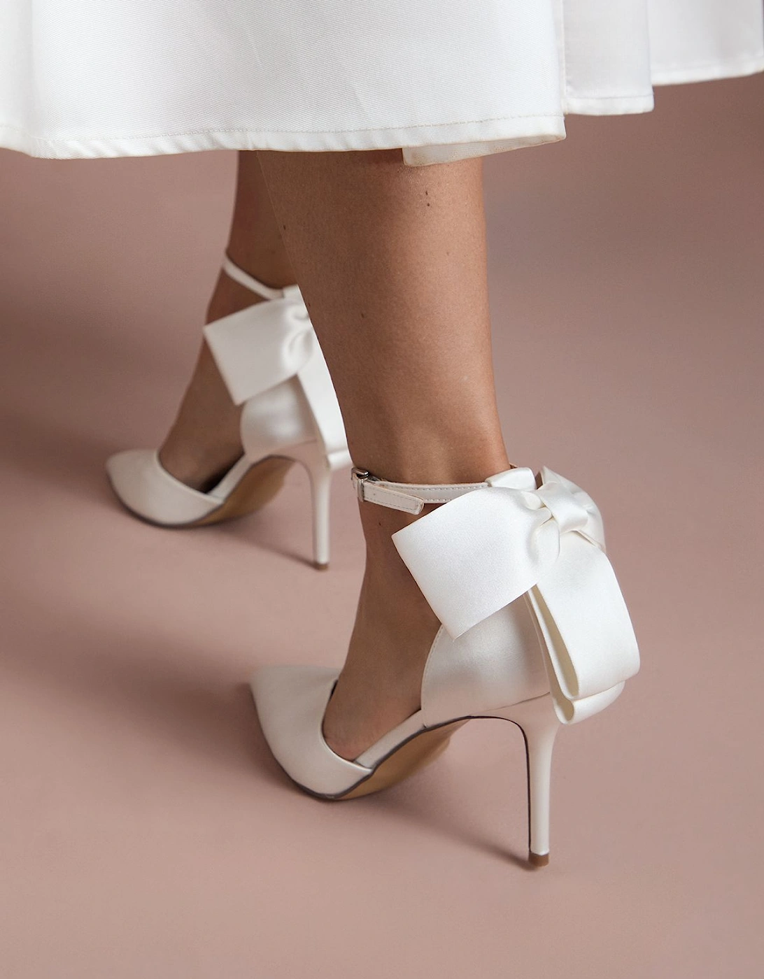 Bridal Kittie Satin Back Bow Pointed High Stiletto Heel Court Shoes, 2 of 1