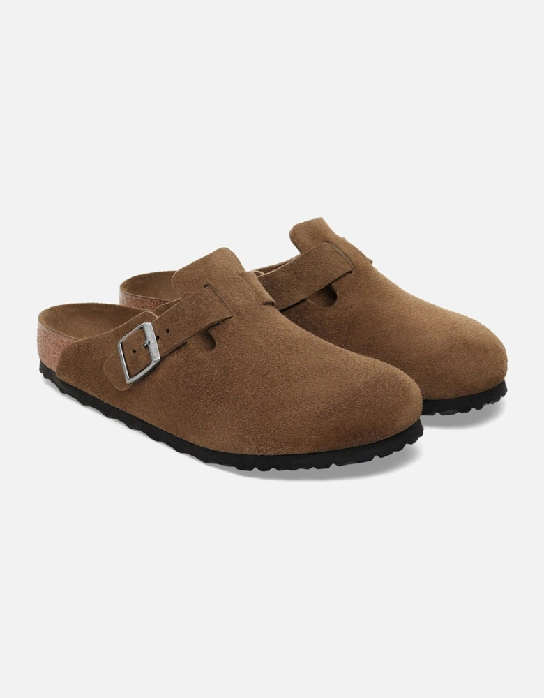 Soft Footbed Unisex Suede Clogs - Dark Tea/Tonal Footbed