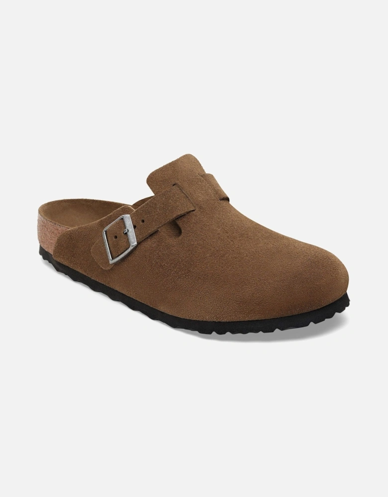 Soft Footbed Unisex Suede Clogs - Dark Tea/Tonal Footbed