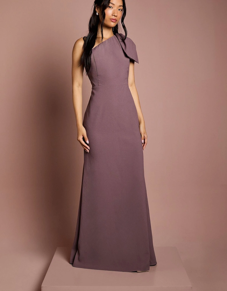 Honoured Bow One Shoulder Maxi Bridesmaid Dress