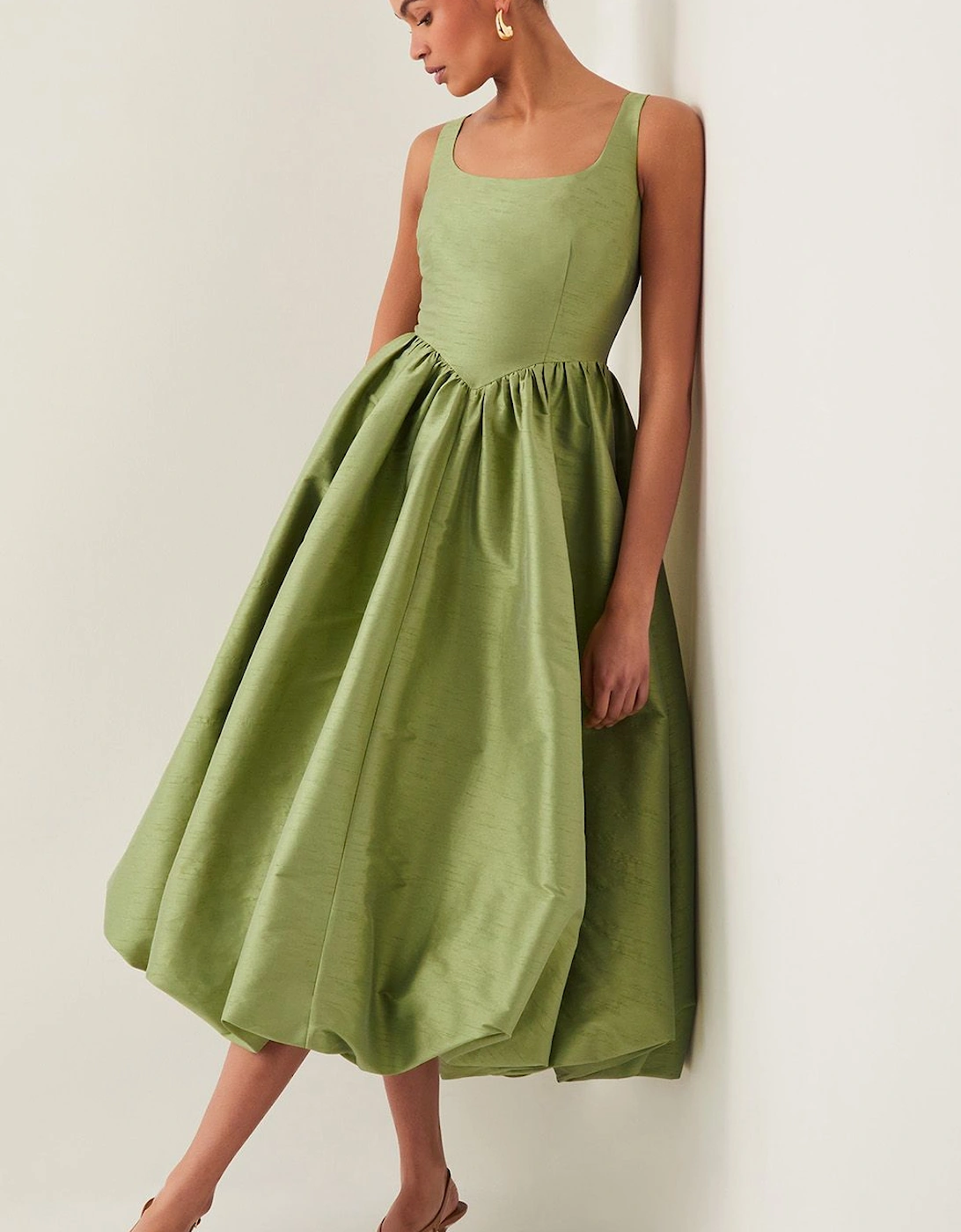 Mya Fit and Flare Midi Dress Green, 2 of 1