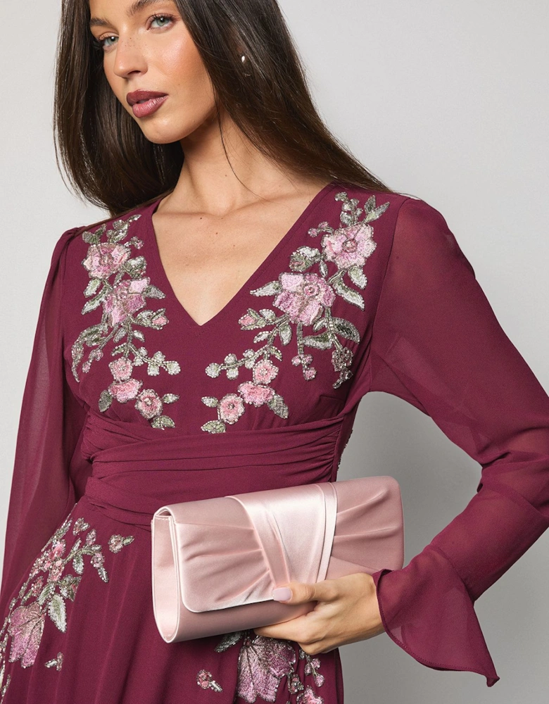 Emma Satin Detail Chain Clutch Bag