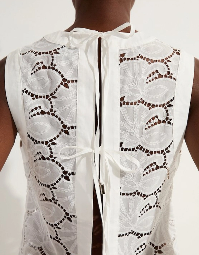 Cotton Cutwork Woven Shell Top