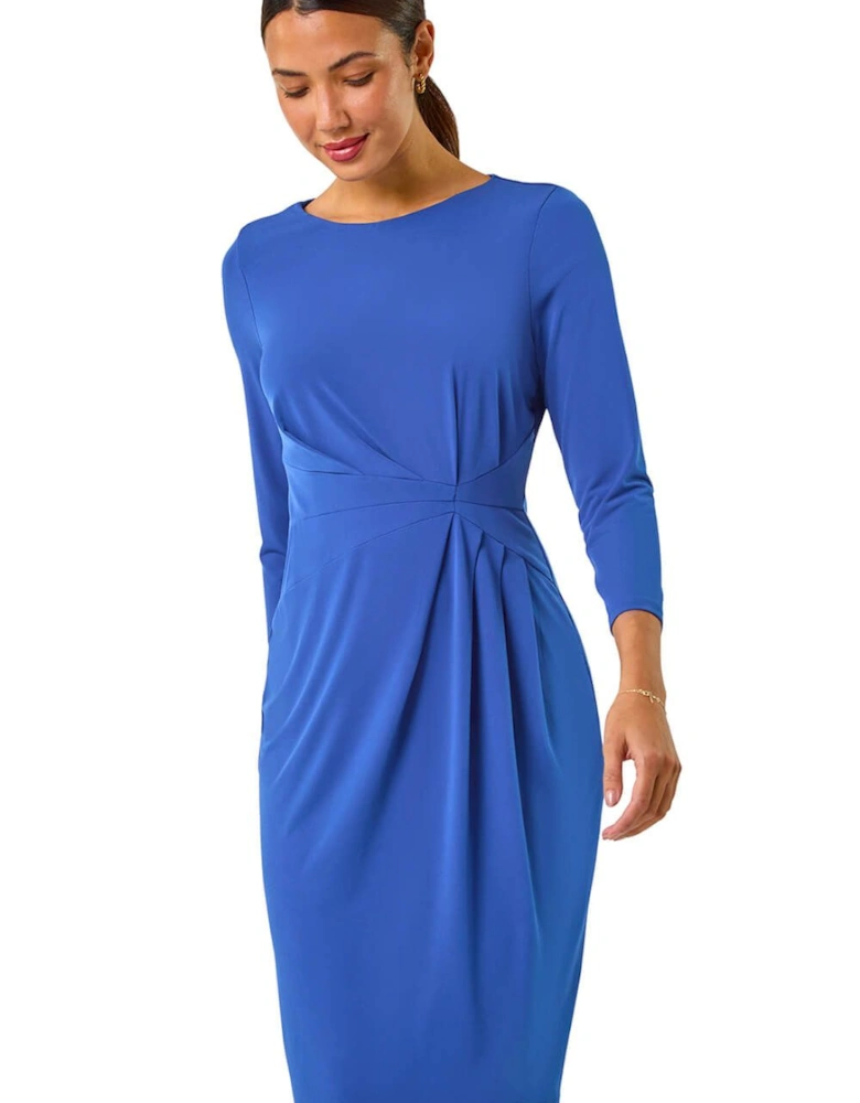Stretch Side Ruched Midi Dress