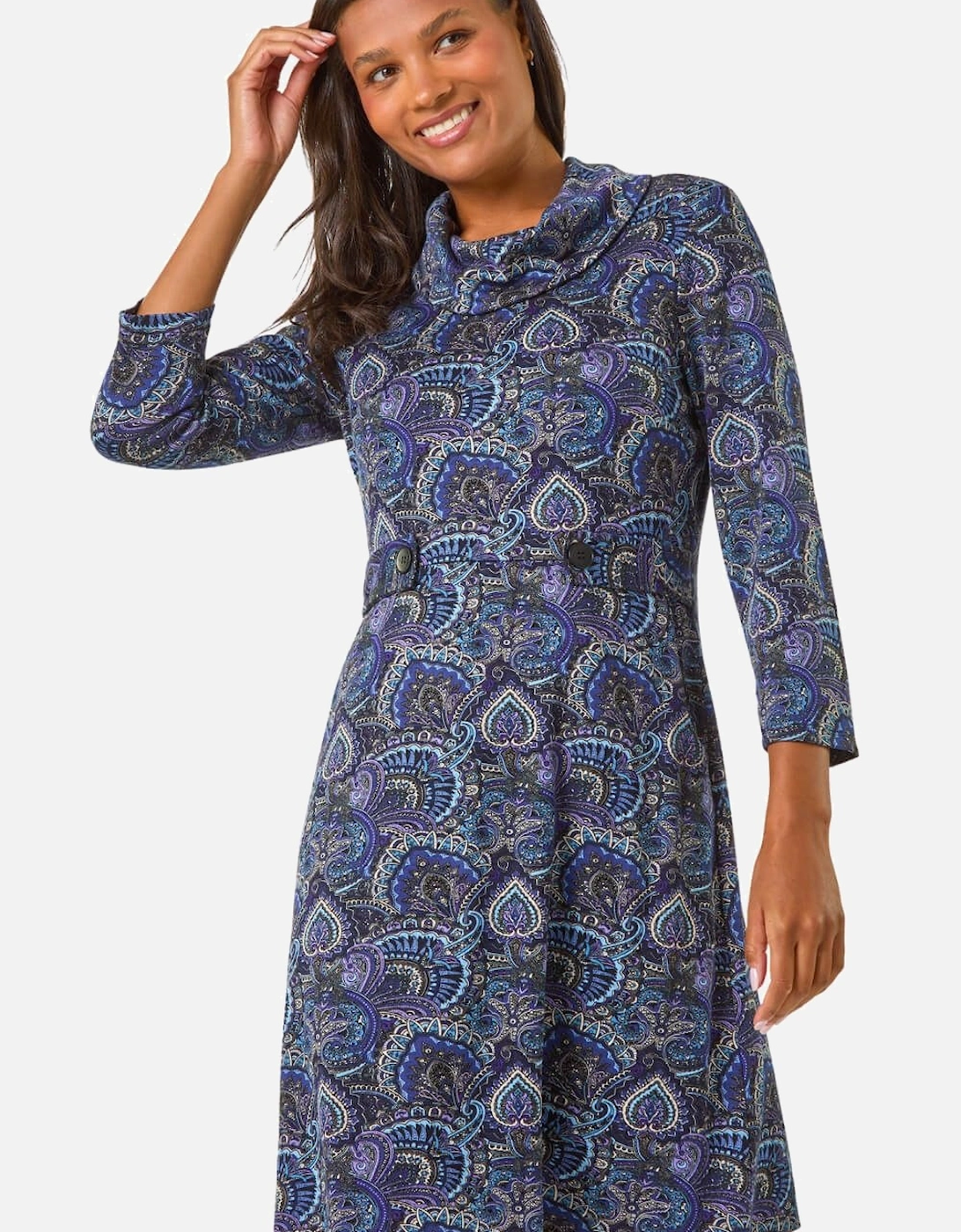 Abstract Cowl Tab Detail Dress, 2 of 1