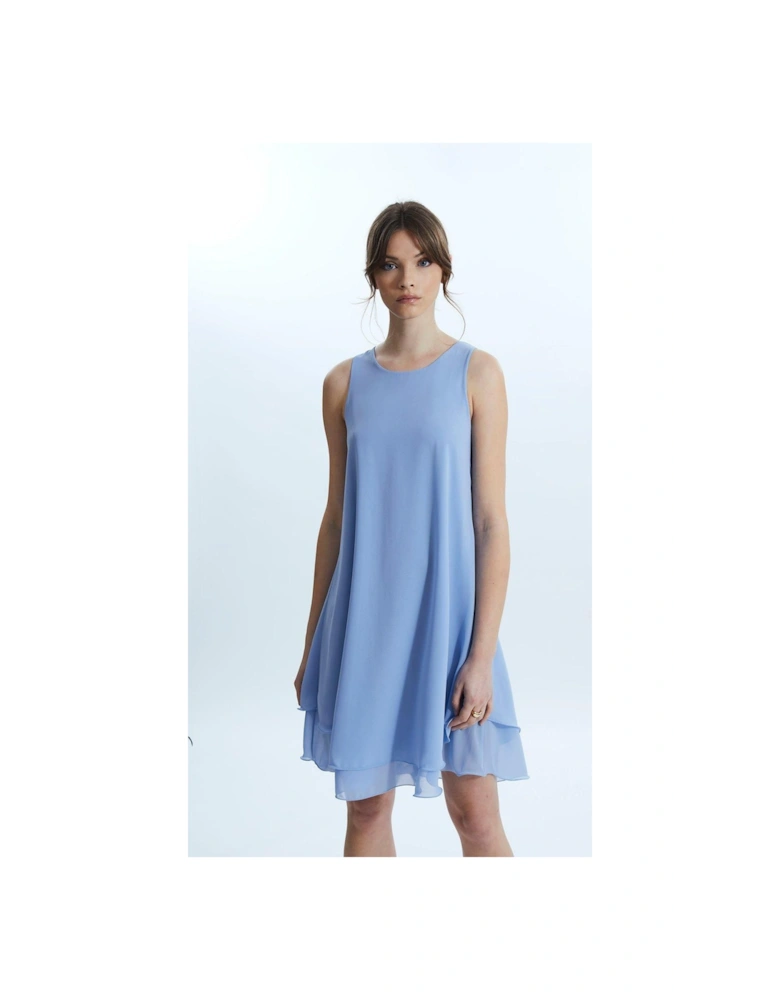 Sleeveless Wave Hem Dress Pale Blue