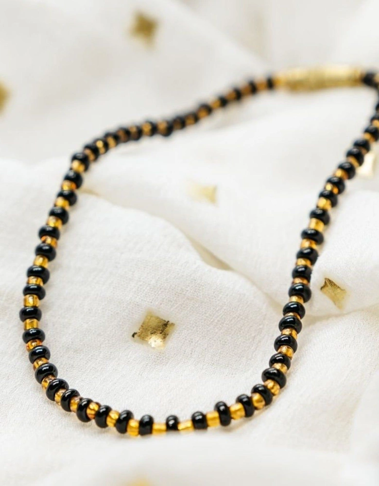 Black Golden Mangalsutra Tiny Black Bead Everyday Kids Nazaria Bracelet