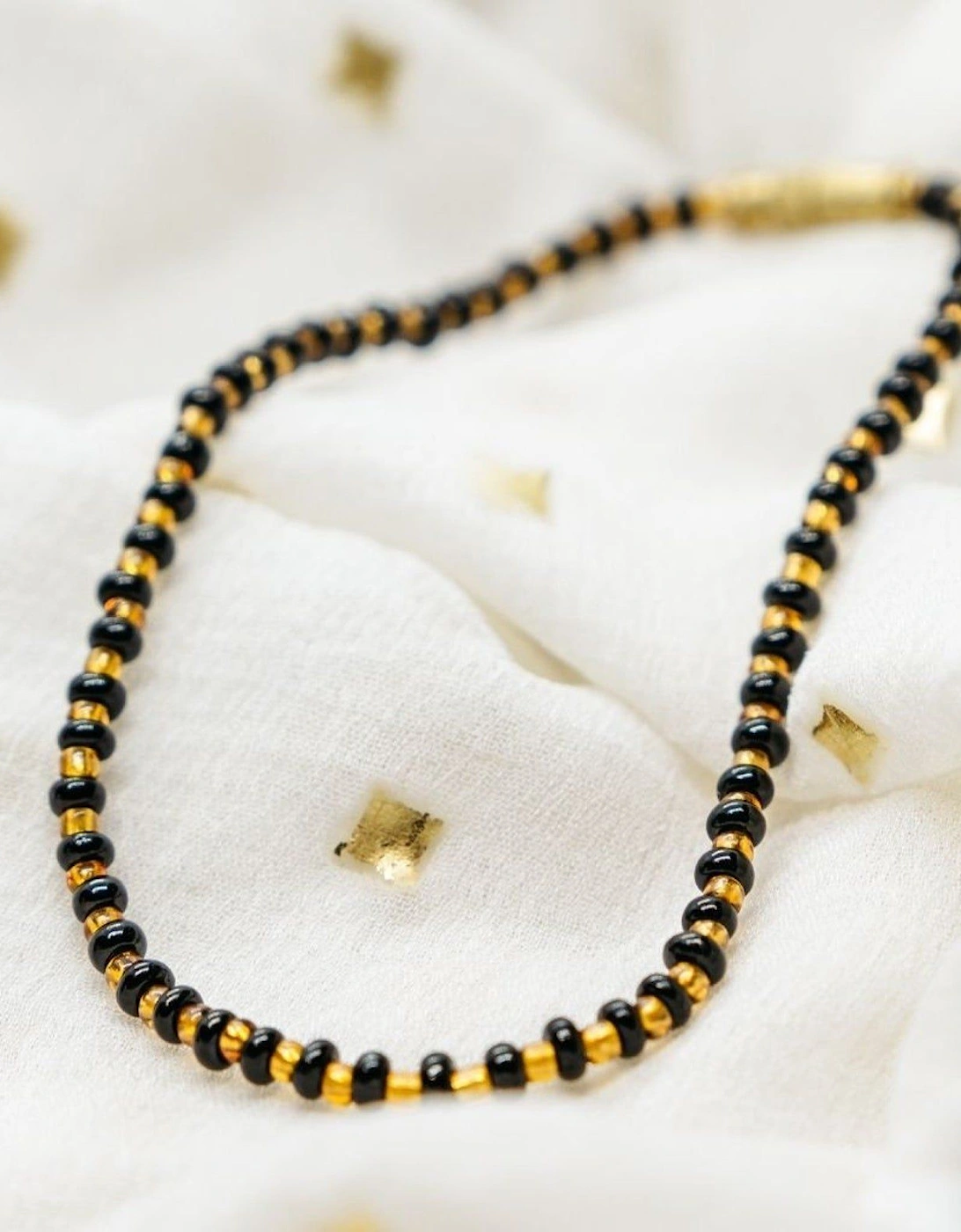 Black Golden Mangalsutra Tiny Black Bead Everyday Kids Nazaria Bracelet, 2 of 1