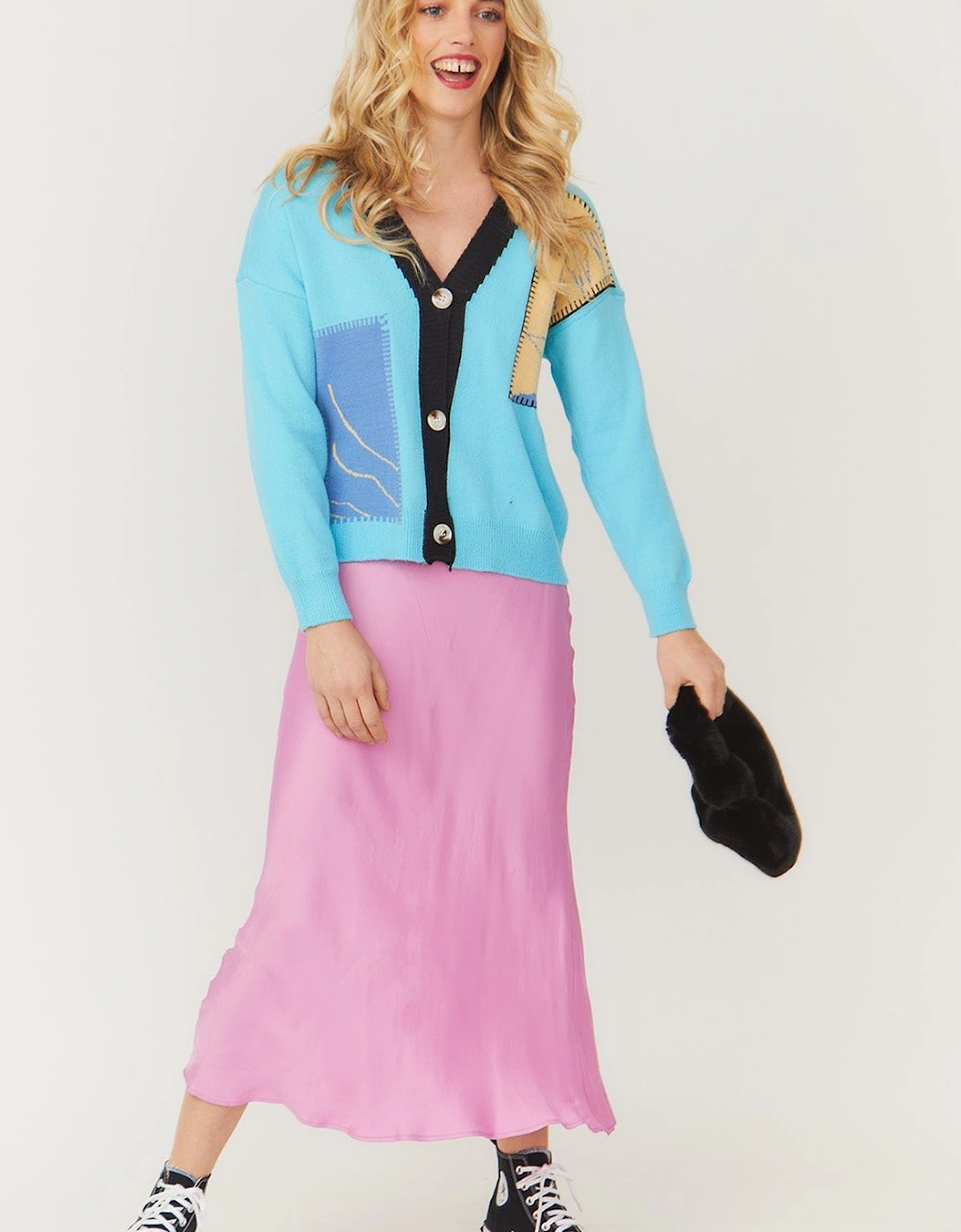 Blue Cashmere Banana Peel Blend Cardigan