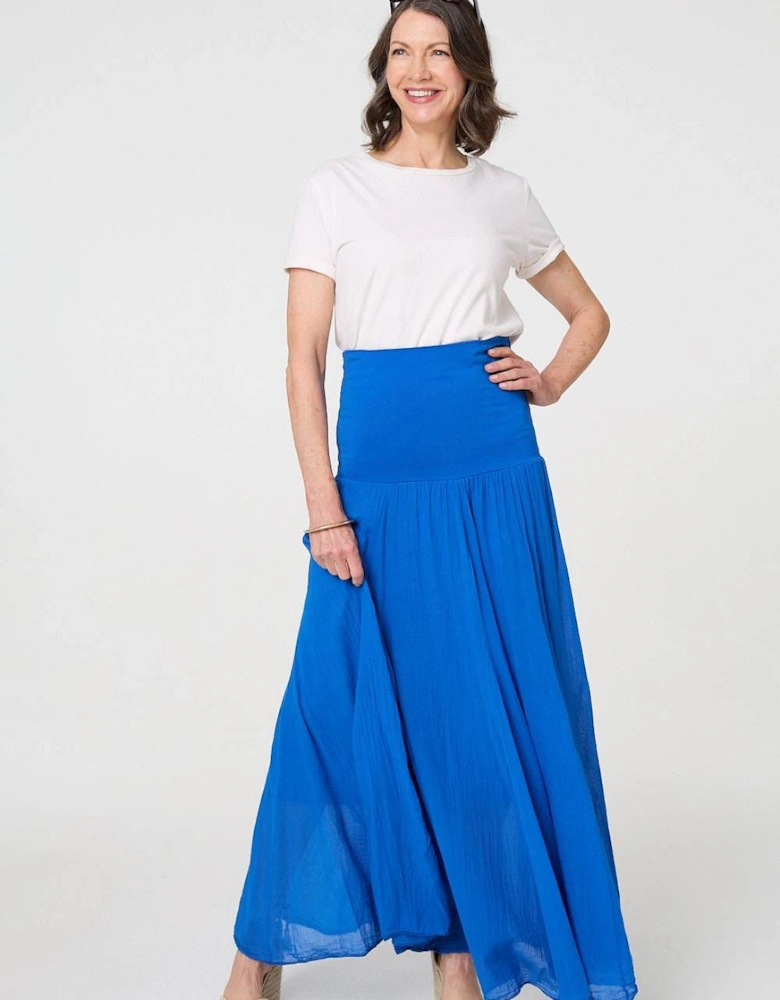 2-in-1 Stretchy A-Line Maxi Skirt Dress