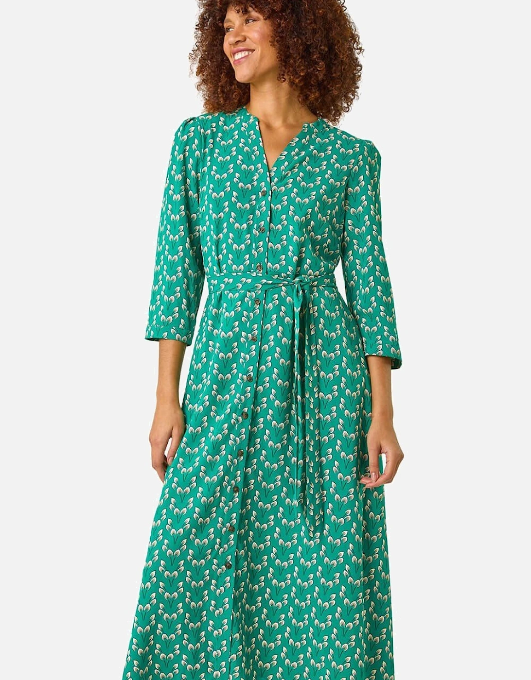 Leaf Print Midi Shirt Dress, 2 of 1