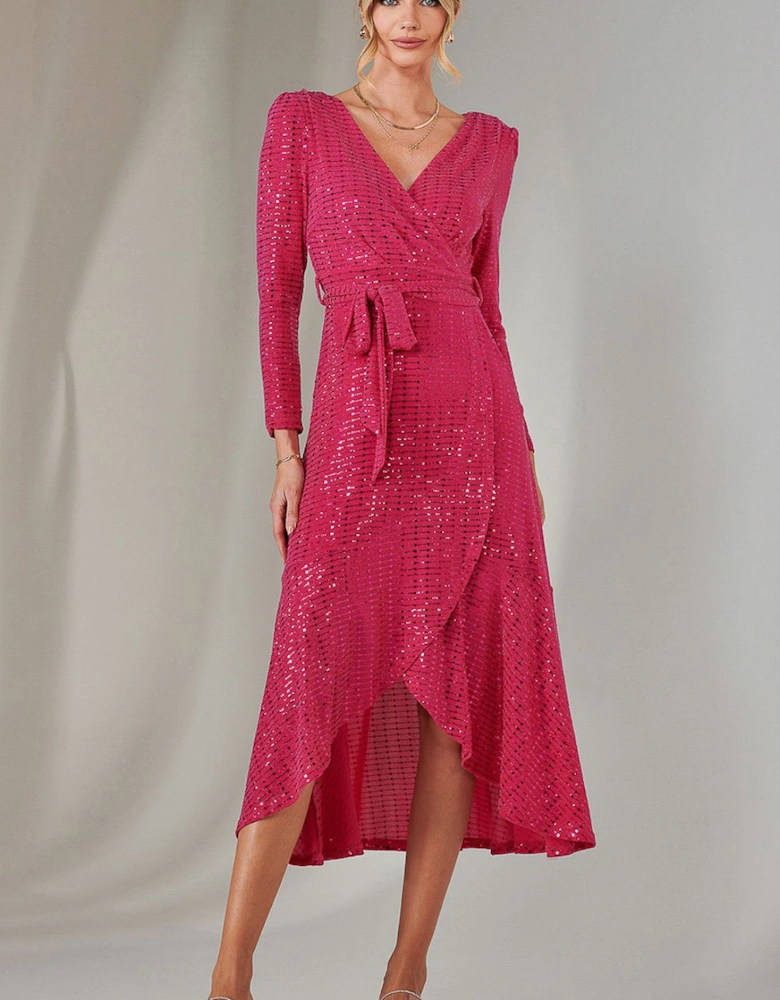 Long Sleeve Metallic Spot Maxi Dress