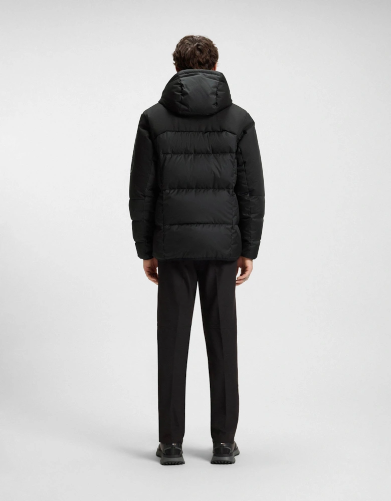 BOSS Green Block-X Mens Water-Repellent Down Jacket with Detachable Hood - Black 001