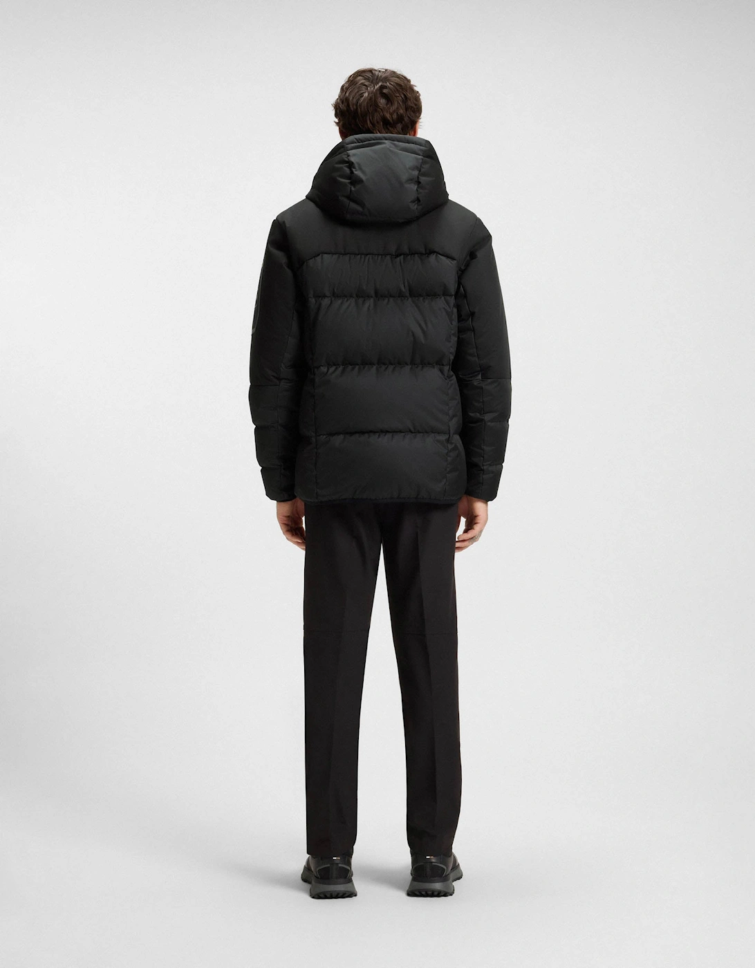 BOSS Green Block-X Mens Water-Repellent Down Jacket with Detachable Hood - Black 001