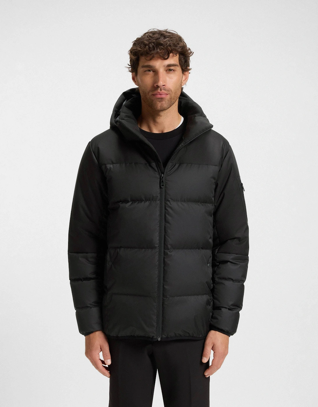 BOSS Green Block-X Mens Water-Repellent Down Jacket with Detachable Hood - Black 001, 6 of 5