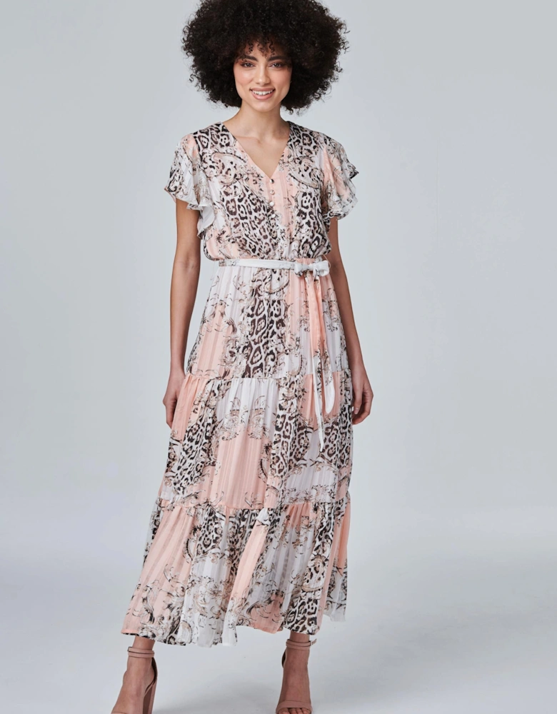 Animal Print Tiered Maxi Dress