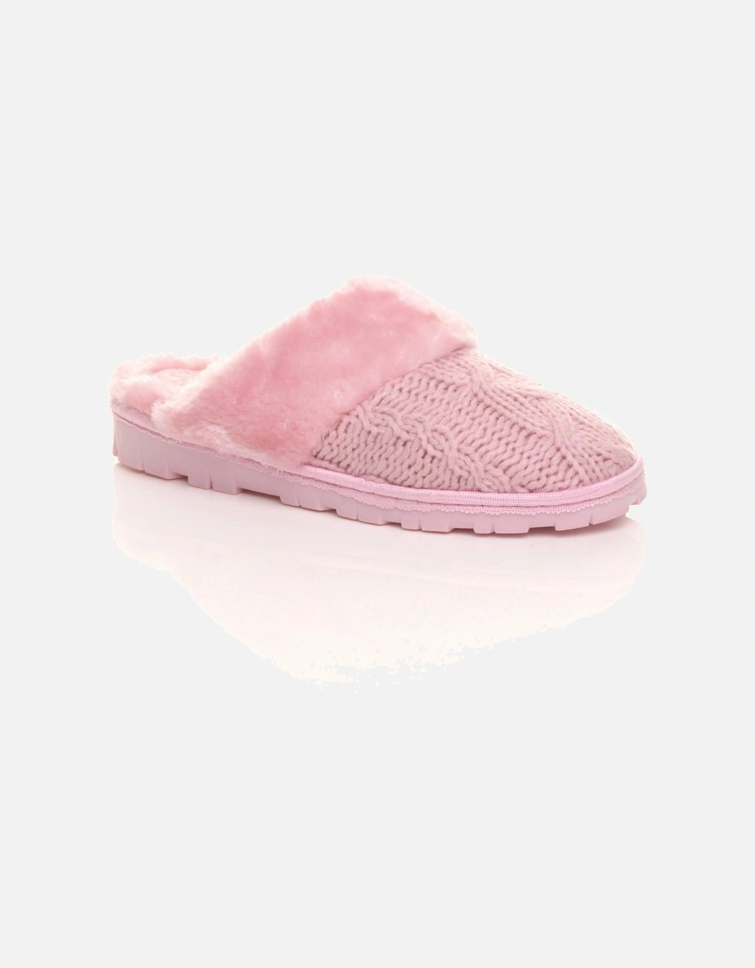 Flat  Heel Mule Glitter Cable Knit Slippers, 2 of 1