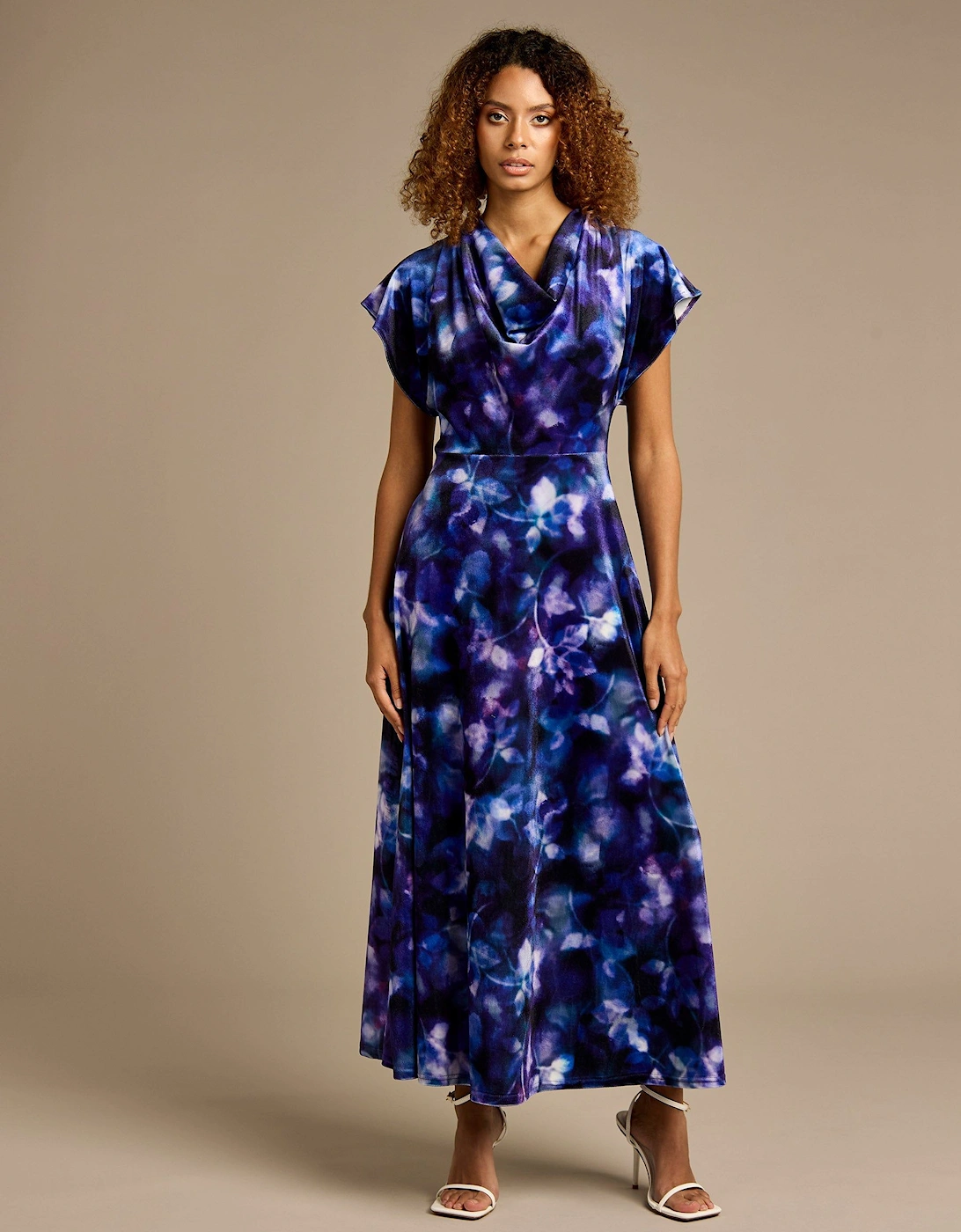 Rylee Purple Velvet Printed Maxi Dress, 2 of 1