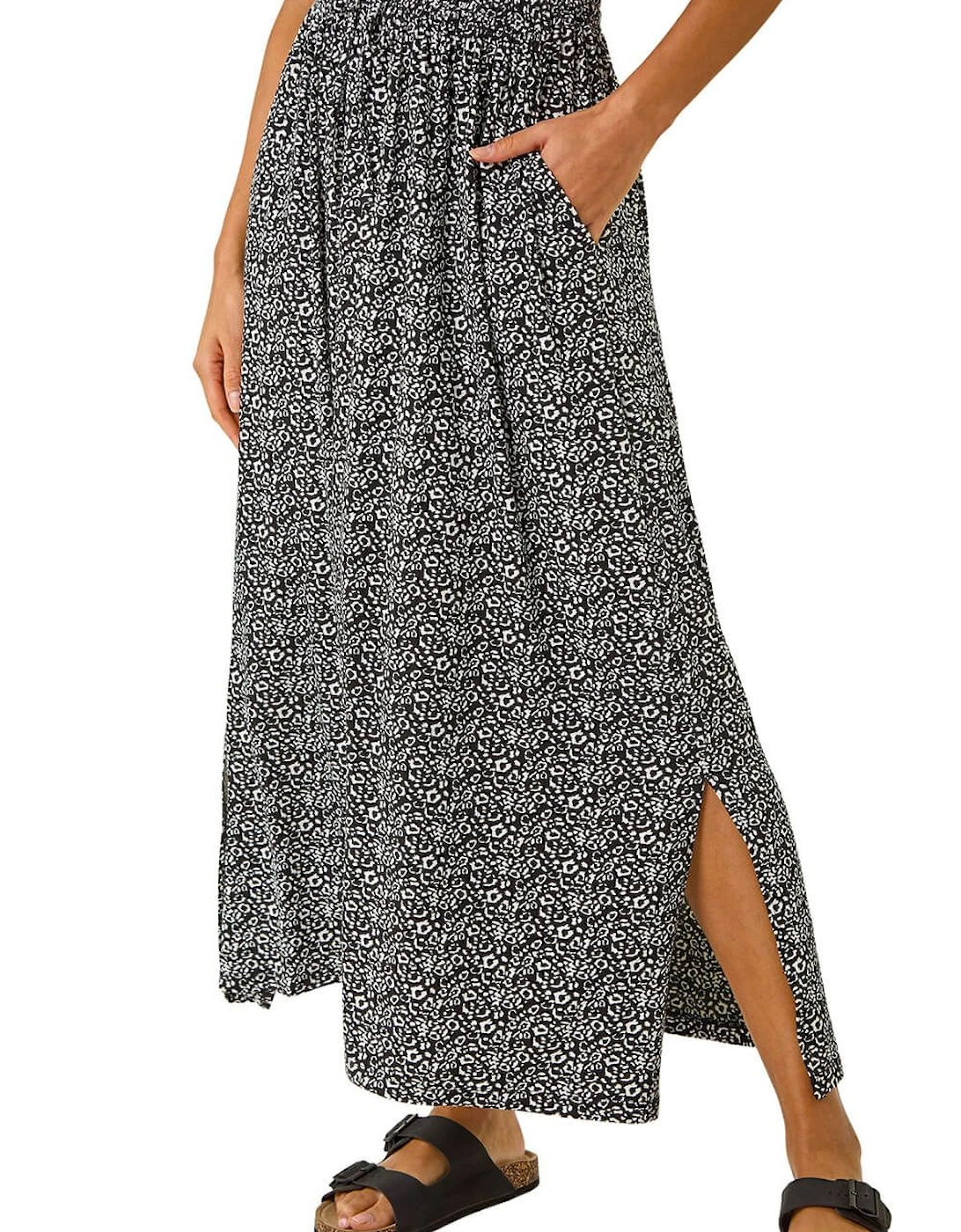 Animal Print Split Stretch Skirt, 2 of 1