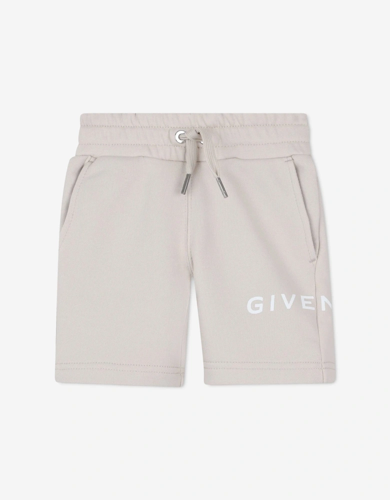 Baby Boys Logo Print Shorts in Beige