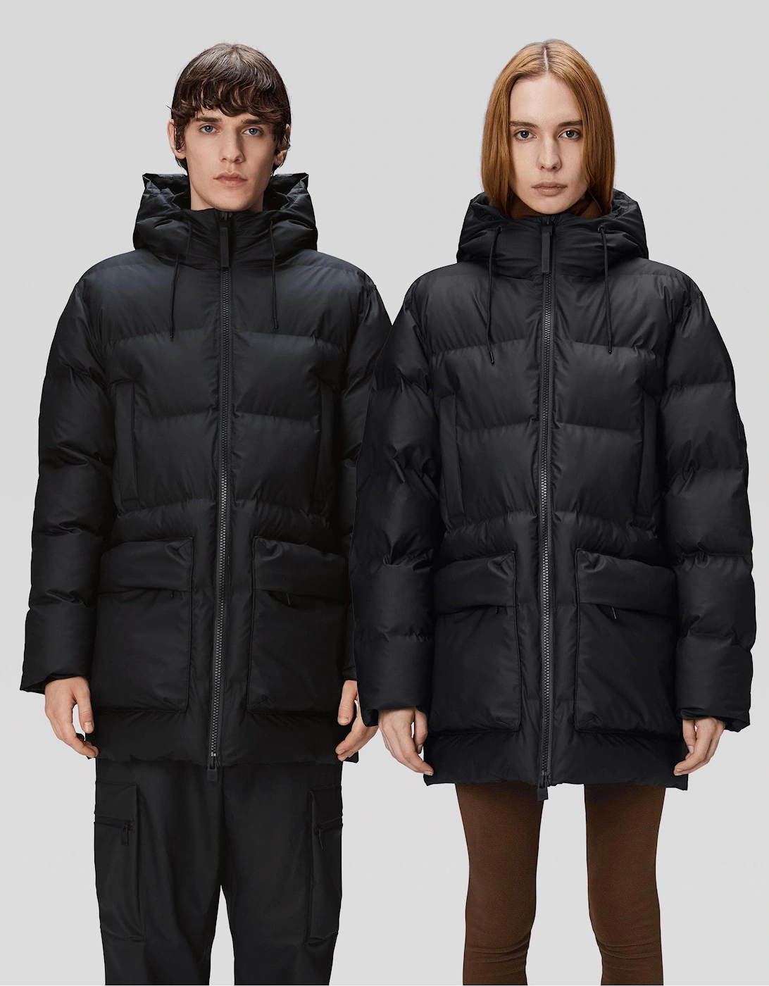 Rains Men's Black 01 Alta Waterproof Long Puffer Jacket - Small - Image 3