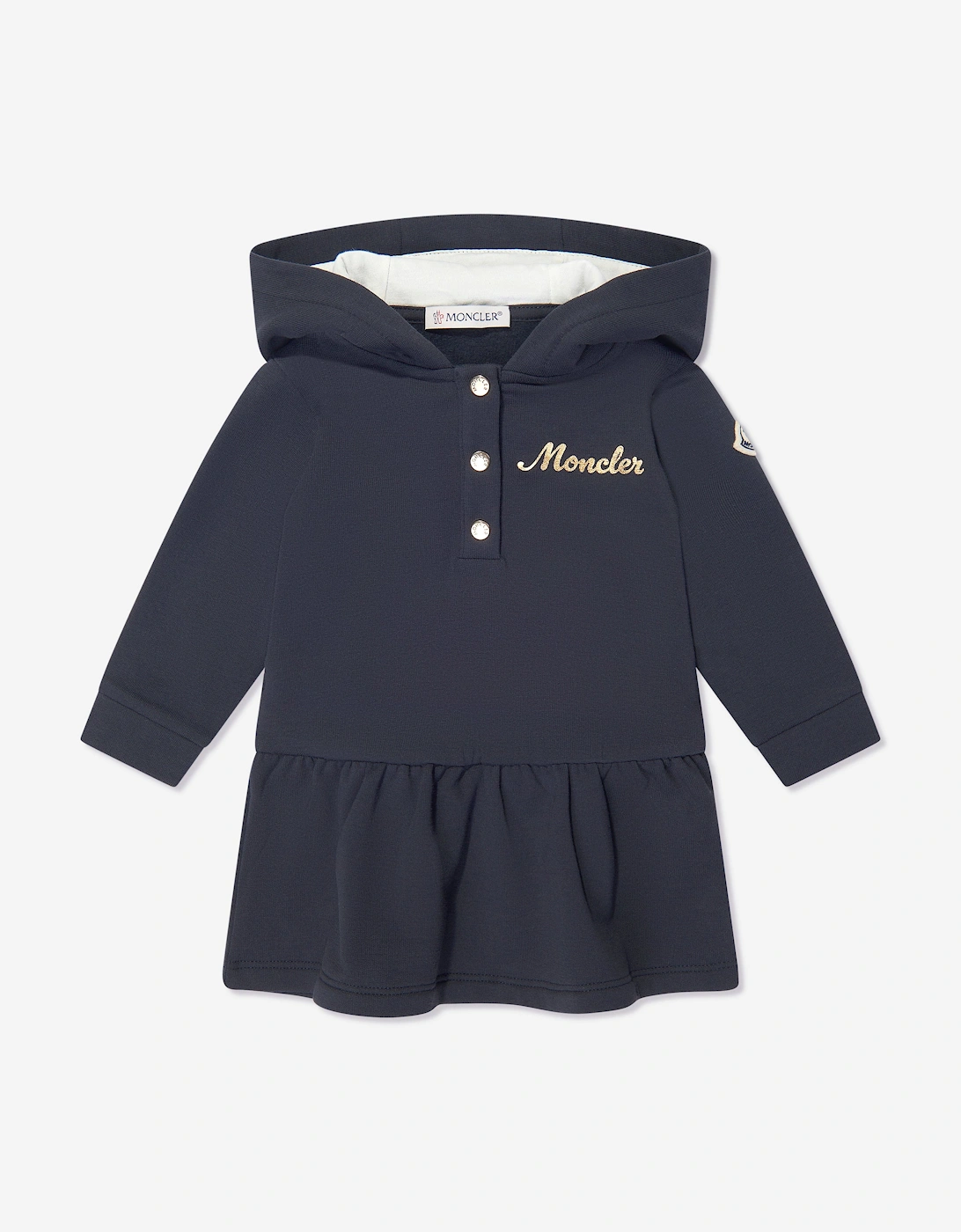 Enfant Baby Girls Hooded Sweater Dress in Navy, 5 of 4