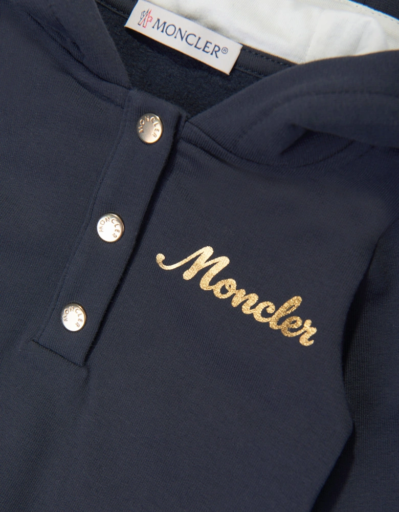 Enfant Baby Girls Hooded Sweater Dress in Navy