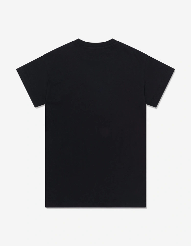 Girls Fish Logo Jersey Dress in Black