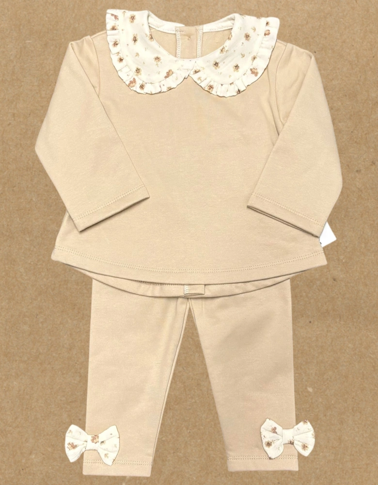 Girls Tan Floral Tracksuit Set