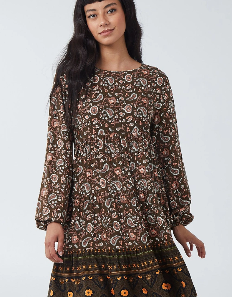 Paisley Long Sleeve Smock Dress