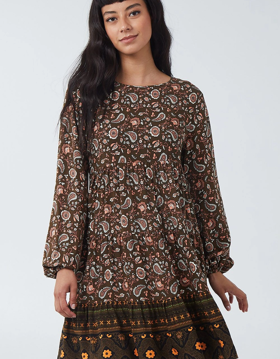 Paisley Long Sleeve Smock Dress, 2 of 1