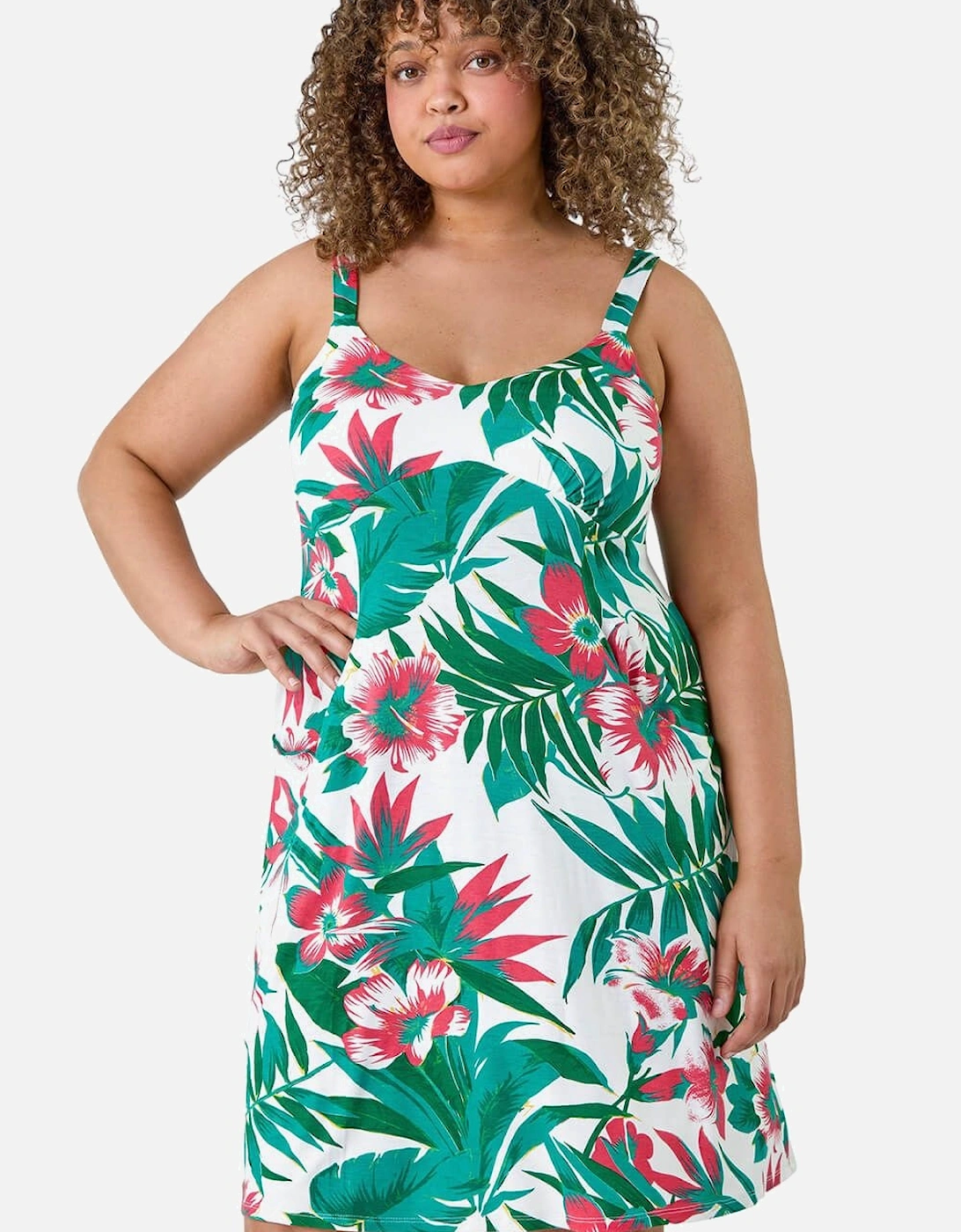Curve Tropical Pocket Stretch Dress, 2 of 1