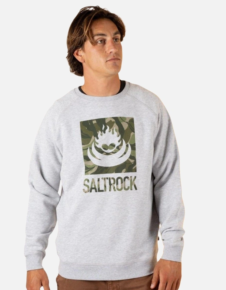 Mens Camo Leaf Flame Graphic Sweatshirt