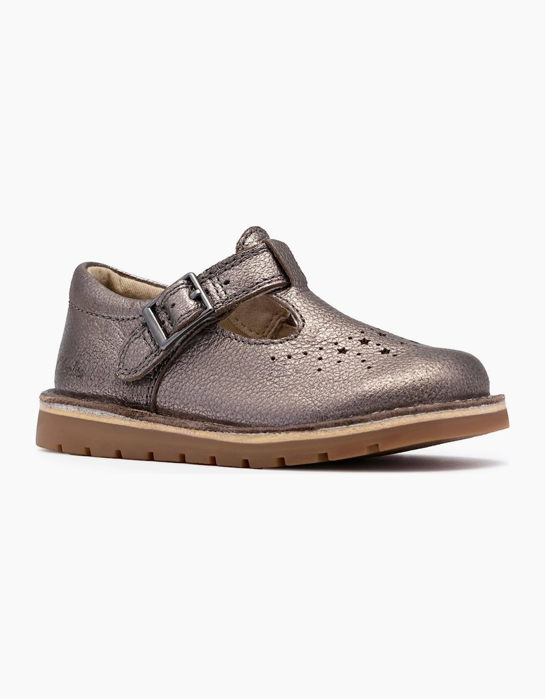 Clarks Girls Grey/Silver 'S Joyful Skip T Infant Shoes - Size: 4.5/F (Standard) Kids