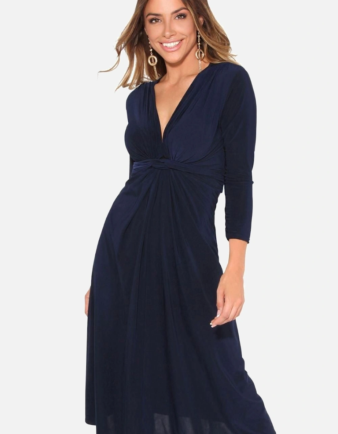 3/4 Sleeve Knot Front Midi Dress, 2 of 1