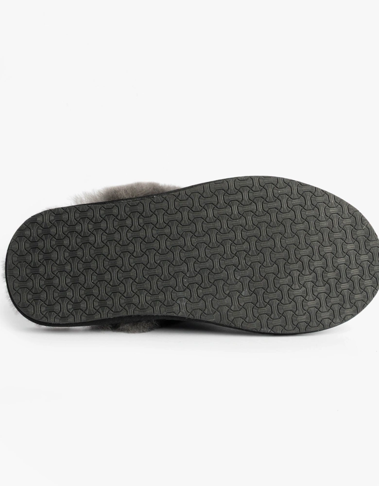AYLA Womens Real Sheepskin Mule Slippers Black