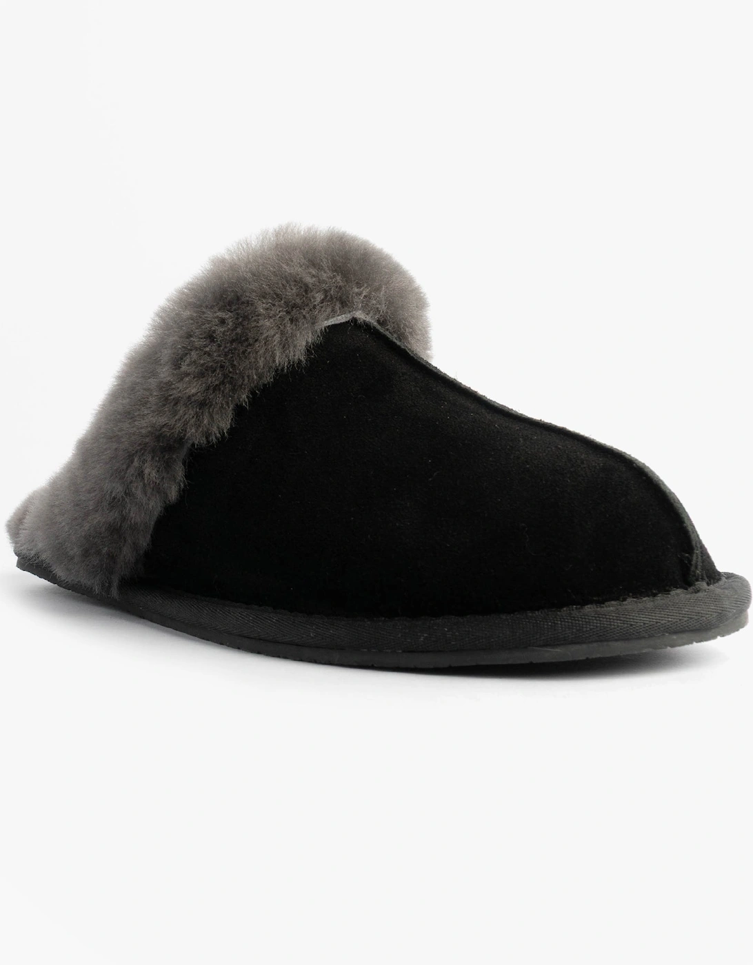 AYLA Womens Real Sheepskin Mule Slippers Black