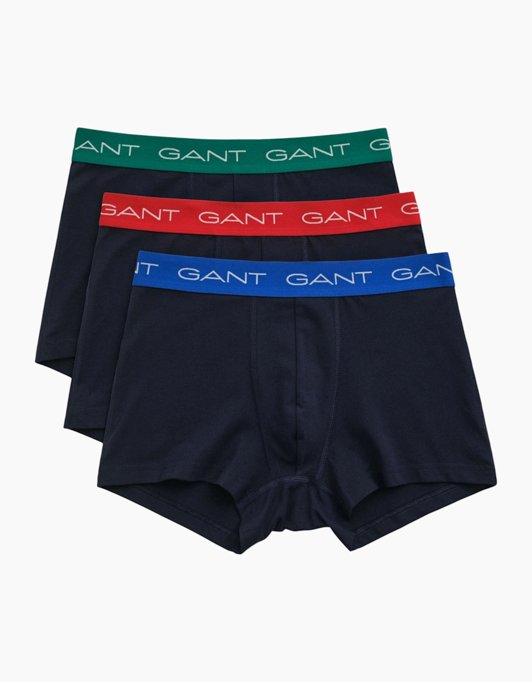 Gant Men's Black Trunks 3 Pack Mixed Repeat Logo Stretch Underwear Cotton Trunks - Size 35/34/32