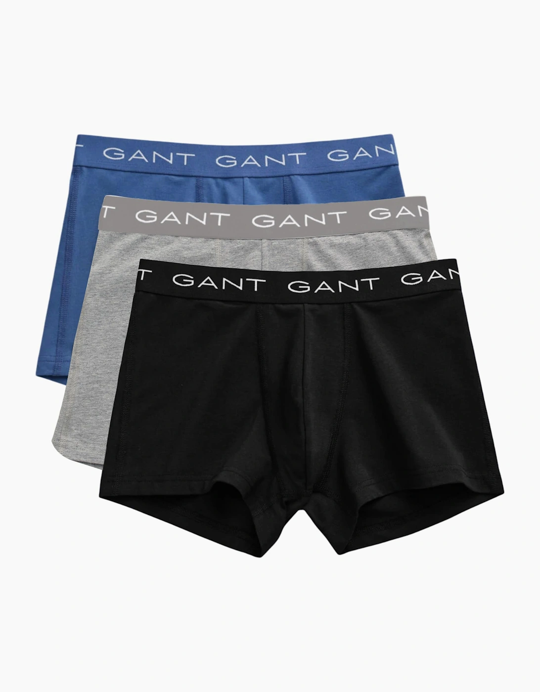 Gant Men's Gant Mens Trunks 3 Pack Mixed Gant Repeat Logo Stretch Underwear Cotton Trunks - Black