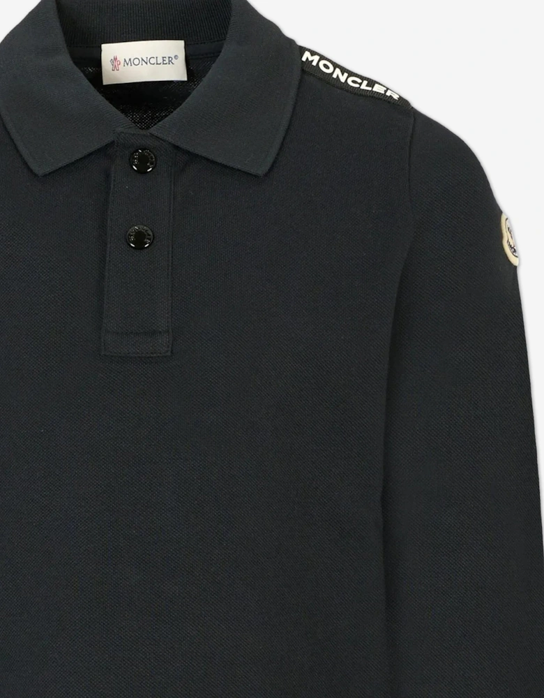 Enfant Boys Long Sleeve Polo Shirt in Black