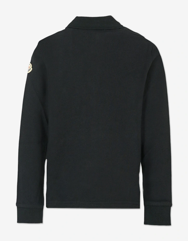 Enfant Boys Long Sleeve Polo Shirt in Black