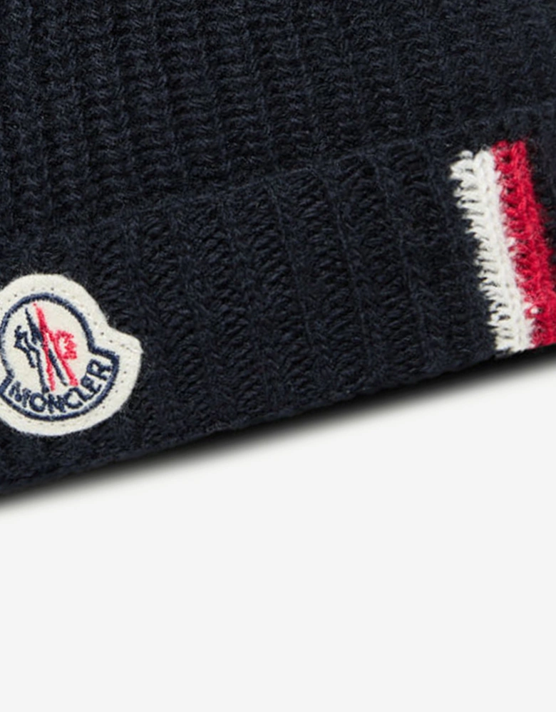 Baby Boys Wool Knitted Beanie in Navy