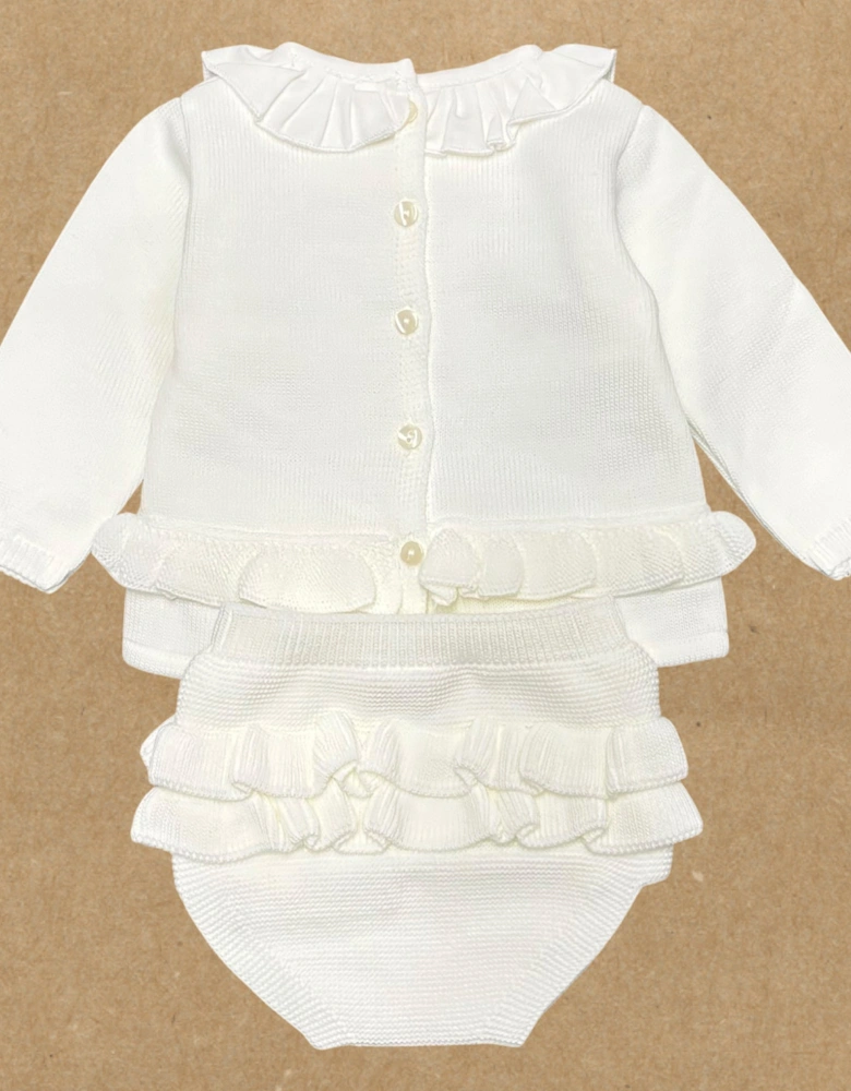 Girls Cream Knit Jam Pant Set