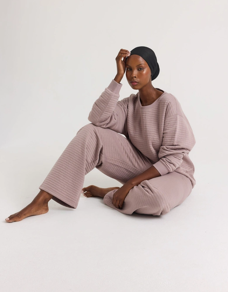 Quilted Jersey Lounge Set in Mink