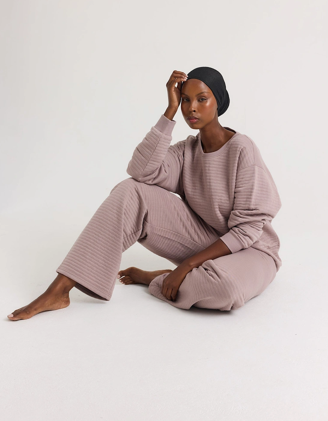Quilted Jersey Lounge Set in Mink